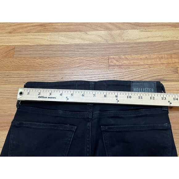 Hollister Women's Jeans Flared Denim Front Slit Hem High-Rise Cotton 26x29 Black - Picture 7 of 9